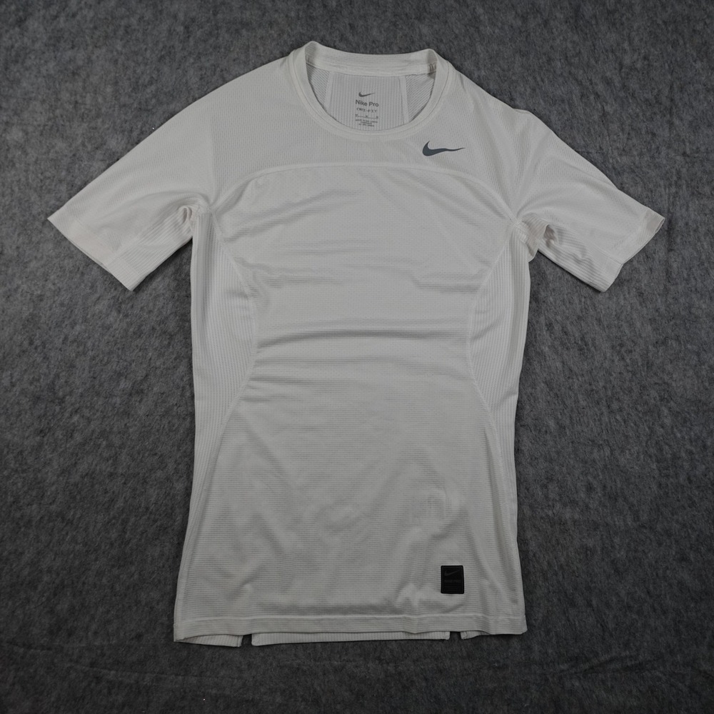 Nike Shirt Mens Medium White Pro Compression Dri Fit Short Sleeve Compression